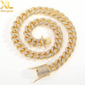15mm Cuban Link <b>Chain</b> Necklace <b>Iced</b> <b>Out</b> Chunky Cadena Zircon Hip Hop Cuban <b>Chain</b> - Product Image 1
