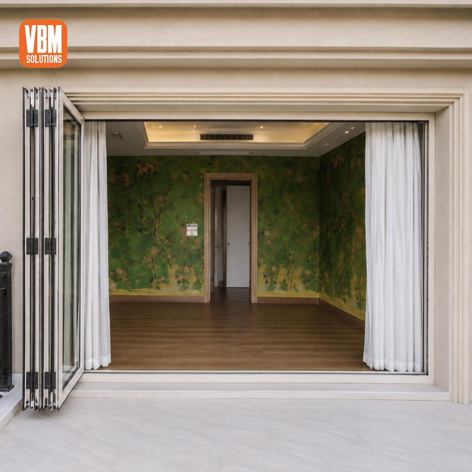 Full View Aluminum Folding Door Multi Panel Tempered Glass for Balcony ...