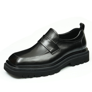 Mocasines de Cuero Genuino para Hombre, Punta Cuadrada, Sin Cordones, Suela de Goma Acolchada, Zapatos Casuales de Negocios - Product Image 1