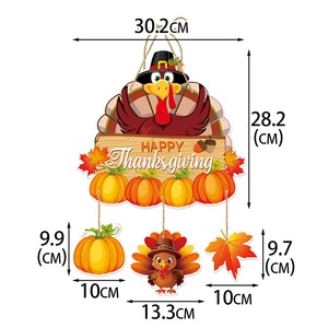 Decorazione per Porta 'Buon Ringraziamento', Insegna Autunnale con Tacchino e Zucca, Cartello di Benvenuto da Appendere, Decorazione Murale 'Ringraziante, Benedetto' - Product Image 2