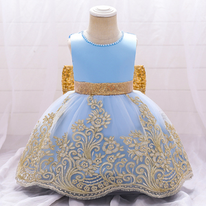 Ropa Infantil de Buena Calidad, Vestido con Lentejuelas Doradas y Lazo Bordado para Niñas, Vestido para Fiestas de Cumpleaños y Bodas L1973XZ - Product Image 5