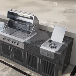 Professionele Kwaliteit Outdoor Marmeren Grill Aanrecht Meerdere Maten Beschikbaar Buitenkeuken Bbq Grill Kast Voor Tuin