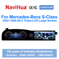 Autoradios Android à double écran Navihua 12,3 pouces, stéréo GPS, Carplay, lecteur DVD pour Mercedes Benz S W221 2006-2013
