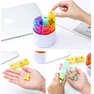 Nueva forma redonda semanal de plástico portátil 28 cajas caja de almacenamiento de pastillas dispensador de medicamentos - Product Image 2