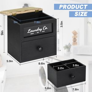 ที่เก็บแผ่นซักผ้าแบบติดผนัง ทำจากไม้ไผ่ พร้อมลิ้นชักและฝาปิด - Product Image 5