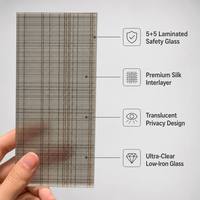 Verre feuilleté trempé ultra transparent 5+5 mm avec intercouche en tissu à grille tissée - Cloison décorative pour l'intimité au bureau et à l'hôtel