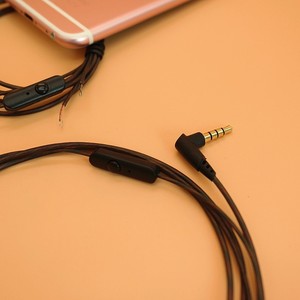 Us Standard Audio <b>Cable</b> With Mic 3.5mm <b>Trrs</b> Jack Translucent Black Diy Headphone <b>Cable</b> Assembly For Earphones - Product Image 4