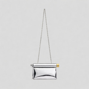 Nuova Collezione 2026: Borsa <span class=keywords><strong>Clutch</strong></span> <span class=keywords><strong>Argento</strong></span> con Bordo Arrotolato, Lussuosa Borsa da Sera Metallizzata Pieghevole con Tracolla a Catena per Donne, Ideale per Feste - Product Image 3