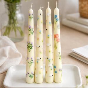 Garden Blossom Handcrafted Soy & Paraffin Wax Smokeless Taper <b>Candle</b> <b>Set</b> of 4 for Christmas Easter Winter Celebrations - Product Image 3