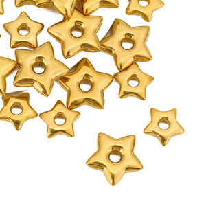 Star <b>Spacer</b> Beads Large Hole 13.5mm 19mm | PVD Gold Plated Stainless Steel Pentagram <b>Spacer</b> for DIY Bracelet Necklace Jewelry - Product Image 1
