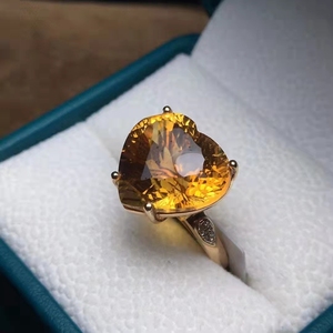 SGARIT Romantic Heart Jewelry 4.46g 18k Gold 11.75ct Natural <strong>Citrine</strong> Diamond Gemstone Ring Bridal Wedding <strong>Jewellery</strong> - Product Image 3