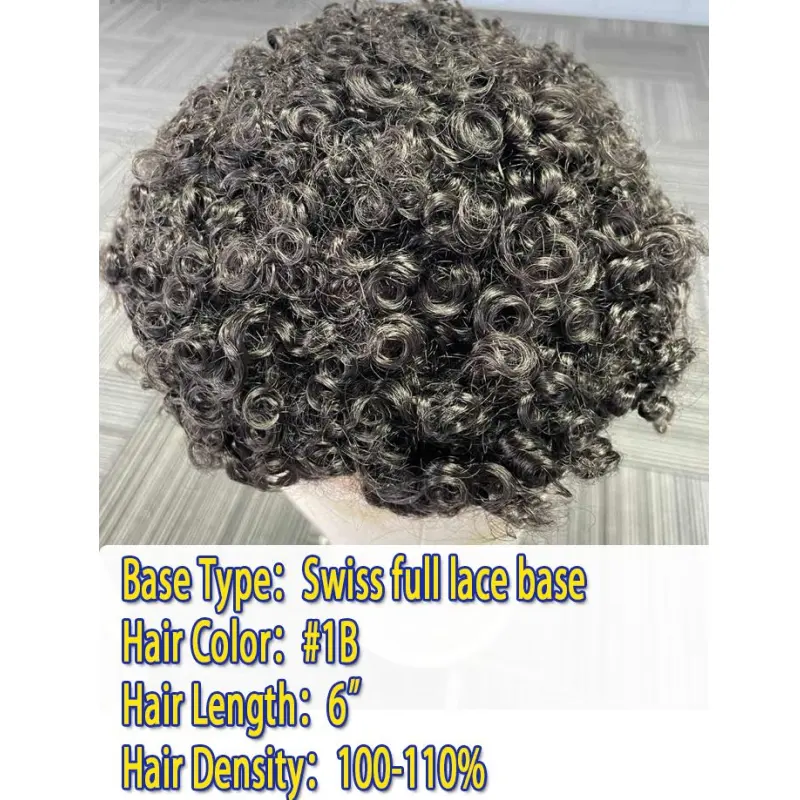 Wig rambut manusia renda penuh Swiss Wig rambut palsu pria Sistem rambut manusia