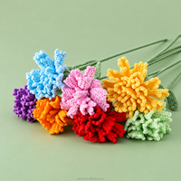 Tiges de fleurs de carnation au crochet faites à la main, fleurs artificielles en fil coloré pour bouquets, arrangements floraux, décoration intérieure, vente en gros