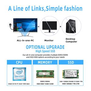 Ordinateur de bureau tout-en-un pas cher 19 22 24 pouces <span class=keywords><strong>écran</strong></span> incurvé / plat I3 I5 I7 AIO PC OEM Fullset ou système barebone - Product Image 6