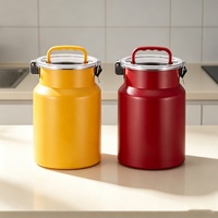 Boîte de rangement circulaire en acier inoxydable coloré, étanche à l'humidité, avec poignée, design moderne et minimaliste, multi-capacités, pour la maison