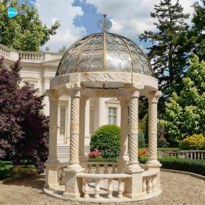Gazebo <span class=keywords><strong>de</strong></span> Piedra para Jardín, Diseño Occidental, Escultura <span class=keywords><strong>de</strong></span> Mármol Natural Tallada a Mano, en Venta - Product Image 5