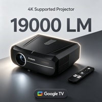 Proyector Google TV NFC 1900 ANSI Lúmenes Enfoque TOF Lente de 7 Capas 4K 40W Altavoces Duales LCD Portátil para Cine en Casa Venta al por Mayor OEM