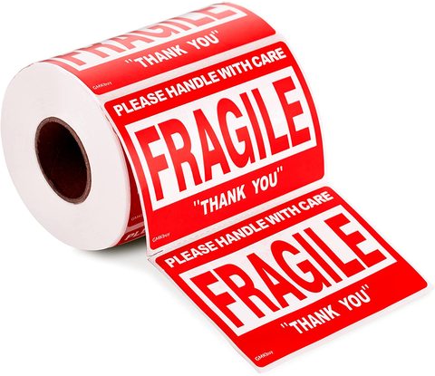 Custom Industrial Grade Waterproof Shipping Labels Fragile Warning Stickers for Packaging Transport Transparent Labels