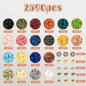 Polymer Clay Spacer Bead Kit DIY Jewelry Making Bracelet Necklace Loose Beads Box 24 Colors Assorted Sizes for Crafting - Product Image 2