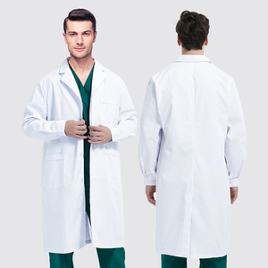 Bata de laboratorio blanca de manga larga al por mayor, uniforme médico para doctor, ropa de trabajo cómoda de mezcla de poliéster y rayón para hospital - Product Image 2