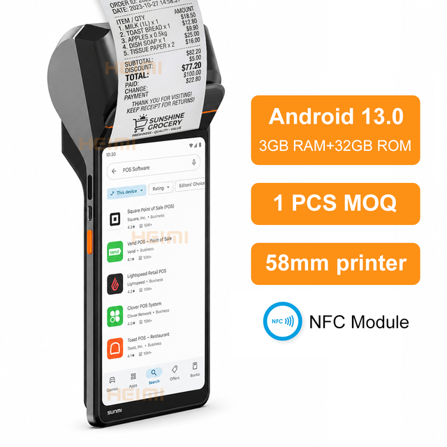 Android 14.0 Sunmi V3 Mobile Handheld All in One POS Terminal Machine with Printer Touch Screen Point of Sale Android POS System
