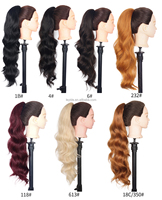 Extensions de cheveux en queue de cheval de couleur naturelle en fibre synthétique résistante à la chaleur de qualité supérieure de 24 pouces avec cordon de serrage réglable