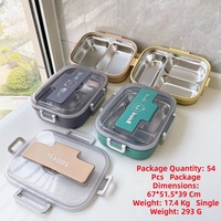 Boîte à lunch isotherme en acier inoxydable à trois compartiments, chauffable, avec couverts et couvercle en plastique, style japonais, pour étudiants, capacité 501-800 ml