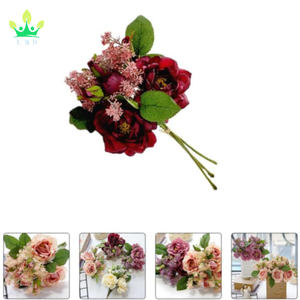 ช่อดอกกุหลาบประดิษฐ์ งานแต่งงาน กุหลาบเบอร์กันดี ช่อดอกไม้เจ้าสาว การจัดดอกไม้ประดิษฐ์ ความงามที่ยาวนาน ความงามที่คงทน แบบสุ่ม - Product Image 2