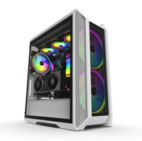 JNP-S03 Full Tower Aluminum Alloy Dual Cool Design Panels White/Black PC Gamer Computer Gaming CPU Case with Tempered Glass EATX