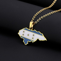 Nouveauté Collier avec pendentif en acier inoxydable représentant la carte et le drapeau du Honduras, bijoux ethniques pour couples, pour hommes et femmes