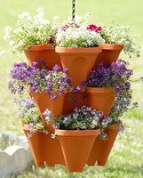 Ensemble de jardinières empilables de nouvelle conception, tour de jardin en plastique imitant la terre cuite pour une utilisation en extérieur, pot à fraises