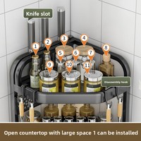 Étagère de rangement moderne multifonctionnelle, écologique et durable en métal pour épices, bouteilles, couteaux et baguettes de cuisine