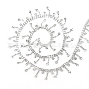 Rhinestone Chain AB53 White Two <b>Row</b> Open Tassel DIY Jewelry Accessories for <b>Shoe</b> Bag Wedding Dress Decoration - Product Image 1