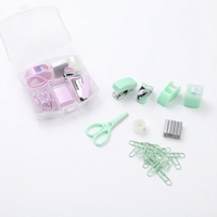 Ensemble de mini-agrafeuses, organiseur de papeterie de bureau, kit de fournitures de bureau miniatures couleur macaron pour l'école et le bureau