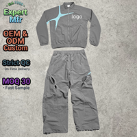 Ensemble de survêtement Y2K streetwear pour homme avec logo personnalisé, en nylon, patchwork en maille, style Gorpcore Techwear, pantalon de survêtement baggy vierge avec fermeture éclair personnalisable