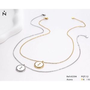 Collar con Colgante de Diamante en Forma de Letra I, Cadena de 2 cm, Acero, Oro, Plata - Product Image 3