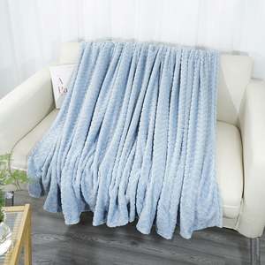 Light Blue Jacquard Flannel Fleece Blanket <b>for</b> Home Decoration Lightweight Fuzzy Soft Cozy Warm Customized <b>Throw</b> Blanket - Product Image 2