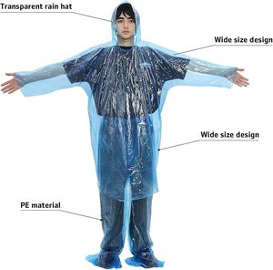 Rainsuit impermeable desechable con pantalones y zapatos Diseño de plástico simple para senderismo - Product Image 6