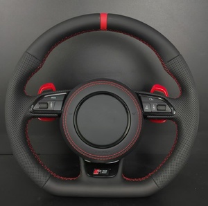 Volant personnalisé en fibre de carbone style <span class=keywords><strong>Audi</strong></span> <span class=keywords><strong>RS</strong></span> à fond plat, cuir perforé pour A3/A4/A5/A6/Q3/Q5/Q7/TT/S/<span class=keywords><strong>RS</strong></span> - Product Image 1