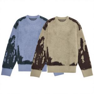 Pull-over d'hiver personnalisé pour homme avec logo, en laine/cachemire, anti-plis, col rond, design contrasté – Vente en gros - Product Image 1