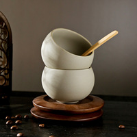 Assiette en bois, Tasse à café en céramique rustique, Tasse à café pour Latte Art, Mug à lait pour le petit-déjeuner, Vaisselle de table, Mug ovale en céramique, Cadeau d'anniversaire