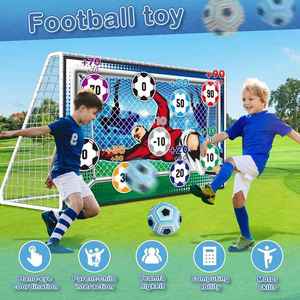<span class=keywords><strong>Jeu</strong></span> de football avec 2 ballons, tapis de cible de football pour enfants pour la cour, ensemble de fléchettes de football adhésives avec piquets de sol - Product Image 3