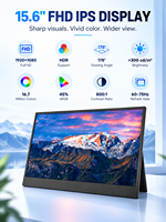 Écran portable 15,6 pouces 1920x1080 IPS double USB-C pour mini PC, espace de travail et moniteur de jeu