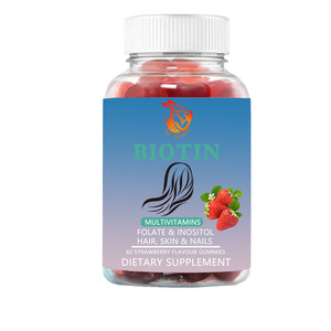 Gommes à la biotine de qualité supérieure avec multivitamines, acide pantothénique, zinc, stimulant de la production de collagène, favorisant un métabolisme sain - Product Image 1