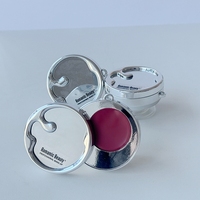 Boîtier rond personnalisé en argent avec capuchon à vis pour palette de fards à paupières, étui à poudre, conteneur de fard à joues, étui à baume à lèvres avec support magnétique pour téléphone
