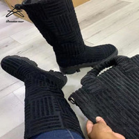 Plus la Taille 36-43 De Luxe Designer Bottes Femmes Long Genou Longueur Marques Femmes de Velours Bottes Moto Bottes Pour Femmes