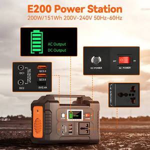 휴대용 200W 야외 여행 발전소 태양 전지 패널 및 자동차 전원 1000W 정격 리튬 이온 배터리 뱅크 발전기