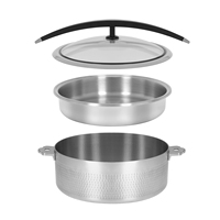 Plat à réchaud triple couche en acier inoxydable avec couvercle en verre ou en acier inoxydable Φ320×H120 Φ360×H100