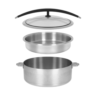 Plat à réchaud triple couche en acier inoxydable avec couvercle en verre ou en acier inoxydable Φ320×H120 Φ360×H100 - Product Image 4