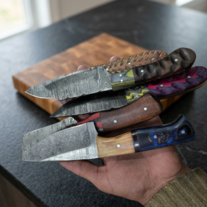 Cuchillo de Caza de Hoja Fija de Acero de Damasco con Punta Caída y Mango de Madera de 23cm, Personalizable OEM para Minoristas - Product Image 2